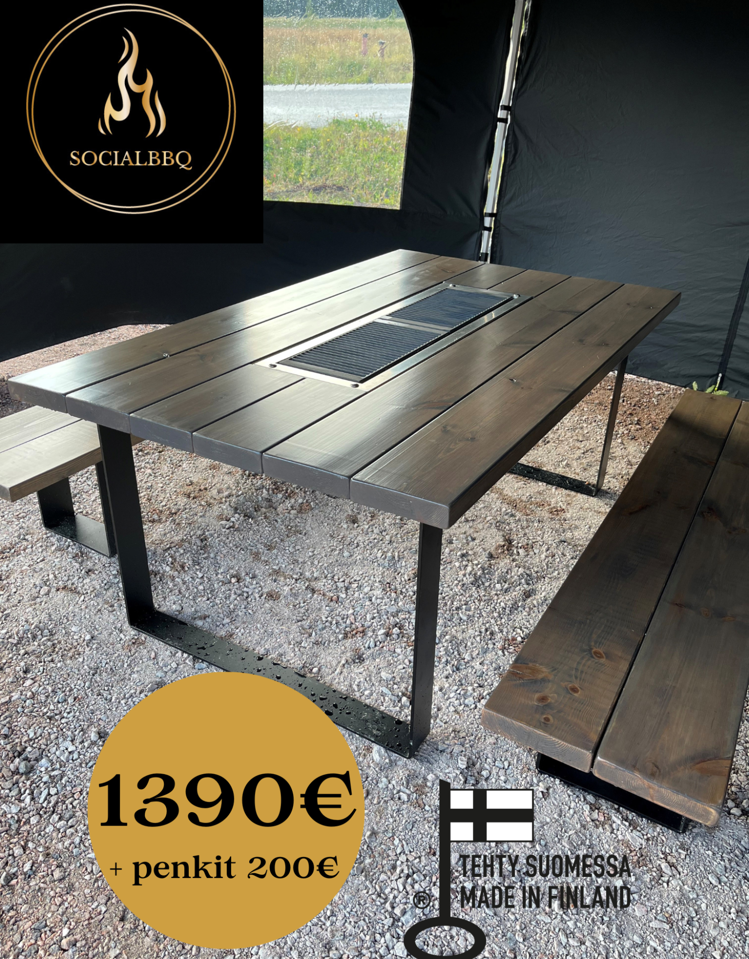 Outlet-Grillipöytä (4+2) + penkit
